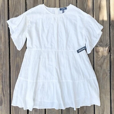 Modcloth White Flutter Of Brilliance Tiered Shift Mini Dress White Boho XL NWT - Image 1 of 4