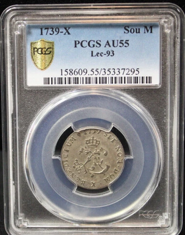 1739-X PCGS AU 55 French Colonies Sou Marque Colonial Coin Cover