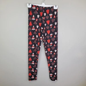 Pink and Red Christmas Tree Print Polyester Spandex Ankle Leggings One Size Fits - Picture 1 of 6