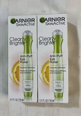 LOT OF 2 Garnier Skin Renew Clearly Bright Anti-Puff Eye Roller 0.5oz NEW - Imagem 1 de 2