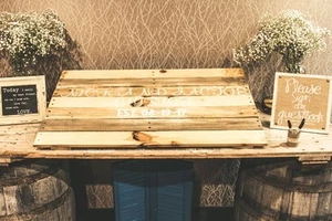Rustic Real Wood Custom Hand Painted Guest Book - Picture 1 of 1