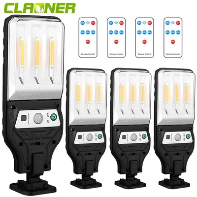 4x LED Solarleuchte Solarlampe mit Bewegungsmelder Außen Fluter Strahler Licht - Bild 1 von 4