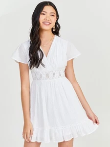 CITY STUDIO Womens Flutter Sleeve Short Fit + Flare Dress - Picture 1 of 14