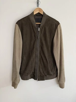 Chaqueta Bomber Universitaria Híbrida Allsaints “Tally” Cuero Gamuza Mediana Foto 1 de 4