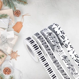 4Pcs Black White Music Note Ribbon Gift Wrapping Ribbon Music Symbol Ribbons - Picture 1 of 5