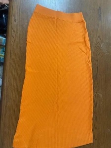 Maeve x Anthropologie orangefarbener gerippter Strick Midirock Small - Bild 1 von 4