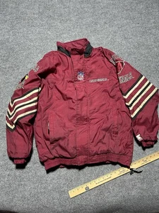 Vintage Arizona Cardinals Starter Puffer Jacket Size Large Discoloration No Hood - Bild 1 von 9