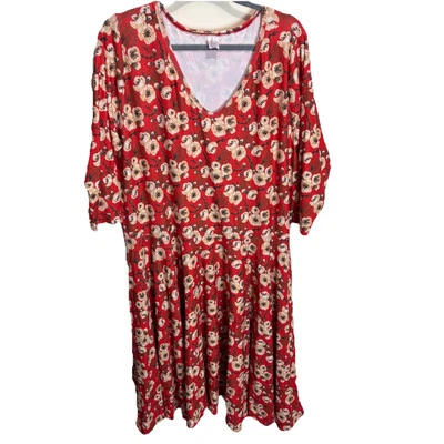 Carolina Dress Room Fit & Flare Swing Dress Retro Orange Floral Size 22-30 - Изображение 1 из 4
