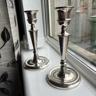 "Par de candelabros de plata esterlina Broadway & Co de 8"" Birmingham 1991"  Foto 1 de 4