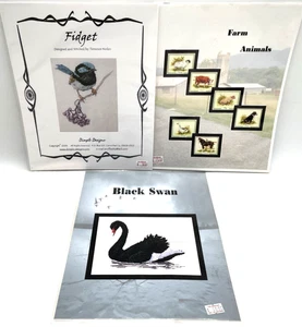 Lotto di 3 disegni animali punto croce modelli animali fattoria cigno e un fidget nuovi - Foto 1 di 7