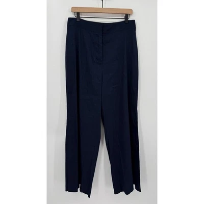 Pantalones de lino Antonio Melani para mujer 12 azul dobladillo abertura pantalón carrera viaje NUEVO Foto 1 de 4