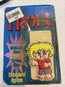 VTG Troll Stick On Collectible Iron Embroidered Applique Yellow Hair - Picture 1 of 3