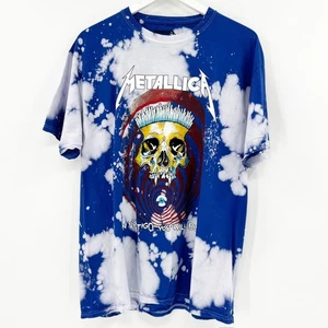 Metallica Unisex blau Tie Dye Vertigo Totenkopf Grafik T-Shirt Tee Top Größe L - Bild 1 von 3