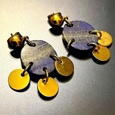 J. Pendientes colgantes de disco de piedra lapislázuli azul Crew Foto 1 de 4