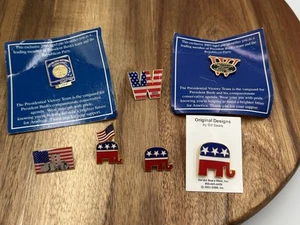 Lote de prendedores de solapa republicanos de colección Bush Victory Team 2004 bandera de elefante republicano EE. UU. - Imagen 1 de 8
