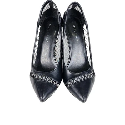 Zapatos de tacón Marc Fisher Dalta para mujer 7 M negros imitación cuero malla red aguja  Foto 1 de 4