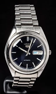 Seiko 5 Men's Automatic (7S26-0440) Blue Dial Watch--Working,  Ø37mm Case - Picture 1 of 12