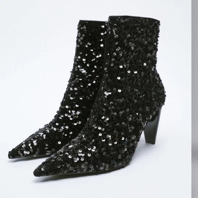 Botines Zara negros lentejuelas talla 9 Foto 1 de 4