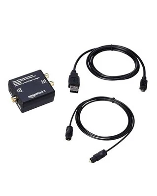 Digital Optisch Koax zu Analog Cinch Audio Konverter Adapter mit Glasfaserkabel - Bild 1 von 4