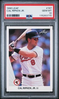 TARJETA DE BÉISBOL CAL RIPKEN JR. 1990 HOJA #197 PSA 10 GEMA COMO NUEVA GRADUADA ORIOLES HOF Foto 1 de 2