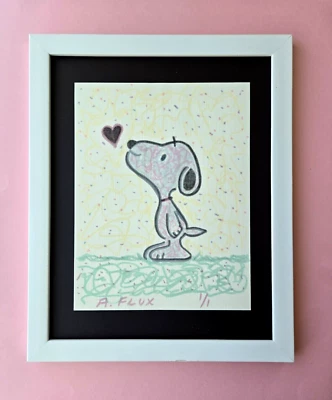 Aidan Flux - Snoopy Kisses 🎨 | Arte icônica de mídia mista 1/1 certificado de autenticidade assinado à mão - Imagem 1 de 4