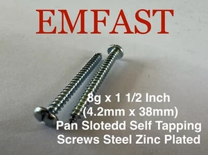 8g x 11/2 fessura padella autofilettante acciaio zinco metallo viti 4,2 4,2mm 38 8 scanalate - Foto 1 di 3
