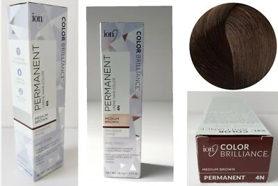 Crema permanente para color de cabello Ion Color Brilliance 4N marrón medio libre de PPD (2,5 oz.) Foto 1 de 4