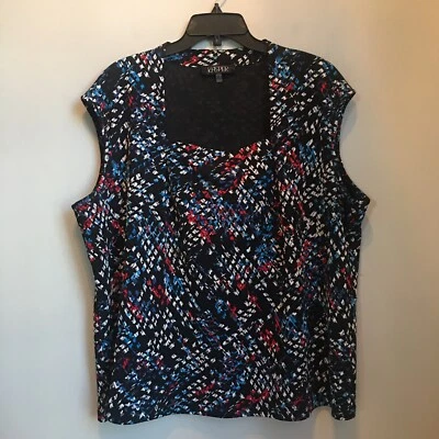 Top Kasper Cuello Cuadrado Tejido Elástico Mujer 3x Negro Rojo Blanco Azul Mancha Gorra Manga Foto 1 de 4