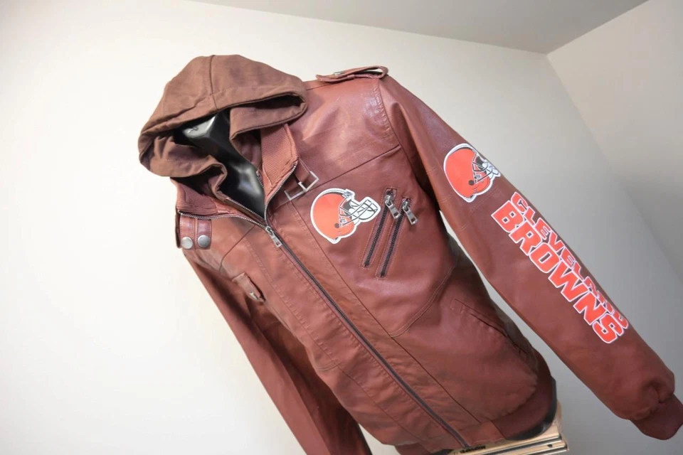 NFL Cleveland Browns Plisado Militar Carga Chaqueta Con Capucha Para Hombre Talla Grande Foto 1 de 4