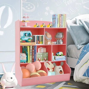 4 Tiers Kids Toy Storage Organizer Kids Bookshelf Storage Rack For Playroom Pink - Picture 1 of 13