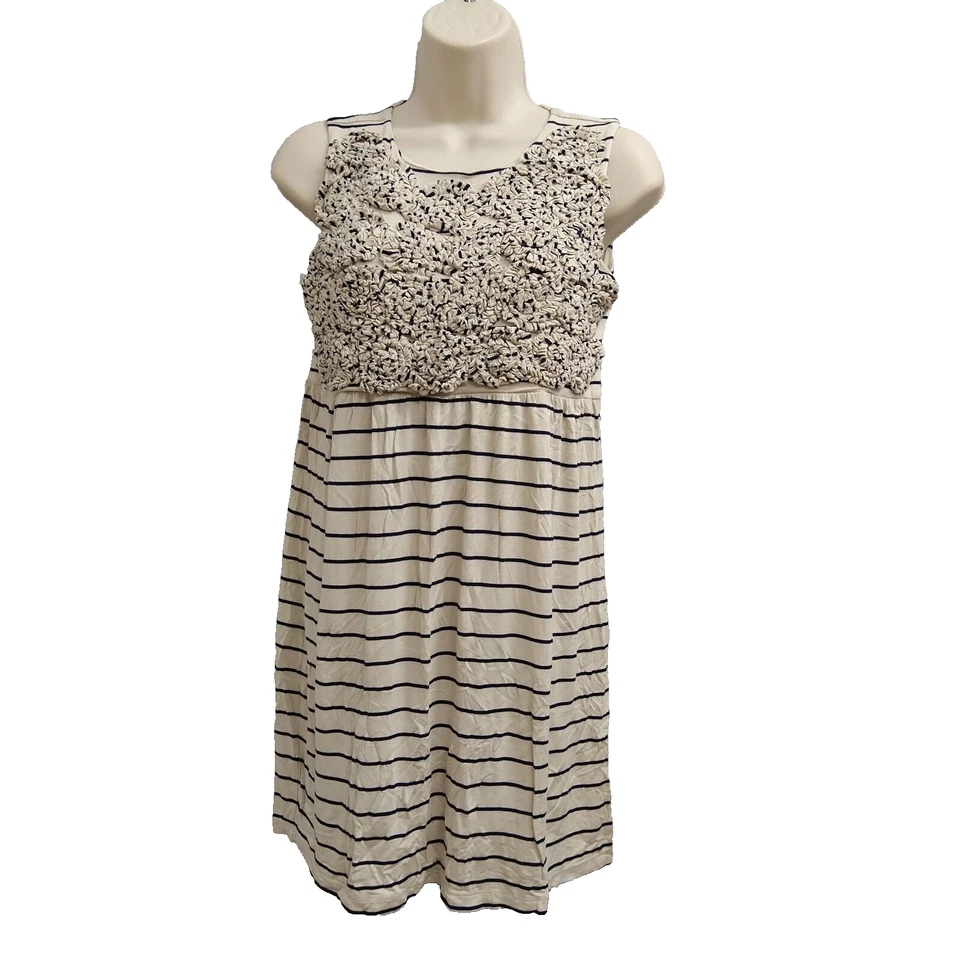 Design History 女式条纹无袖圆领衬衫上衣黑色米色 PM — 第 1/4 张图片