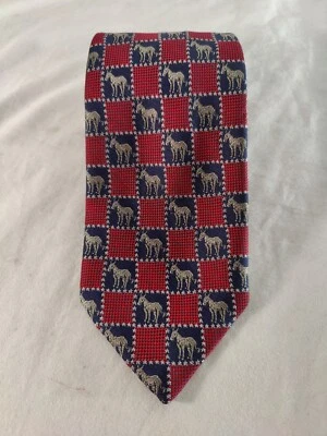 Corbata política demócrata seda a cuadros roja azul Robert Talbott para hombre Foto 1 de 4