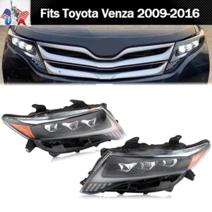 Fits Toyota Venza 2009-2016 LED Headlights Headlamps Projector DRL Black Housing - Picture 1 of 18
