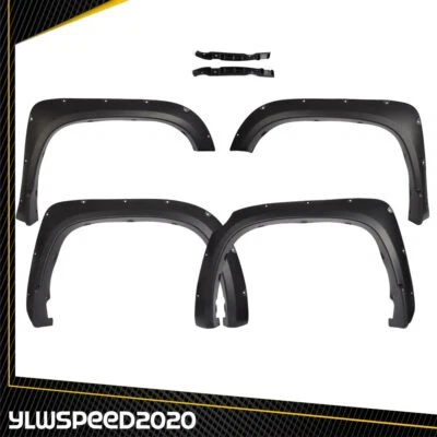 Fit For 2014-2021 Toyota Tundra Pocket Rivet Wheel Fender Flares Smooth Black Foto 1 de 4