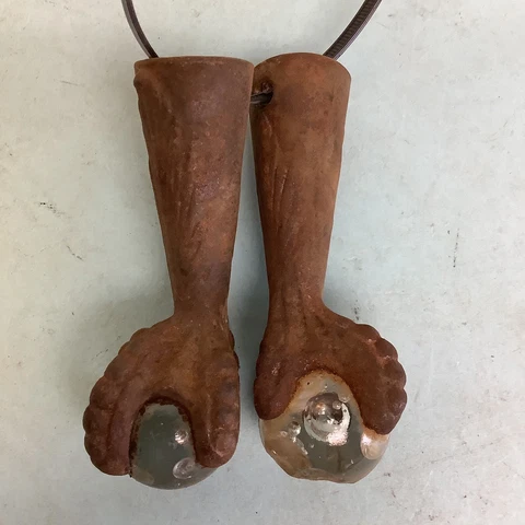 Pair of Piano Stool/Table Claw Foot Cast Iron and Glass Feet 4” H Cover