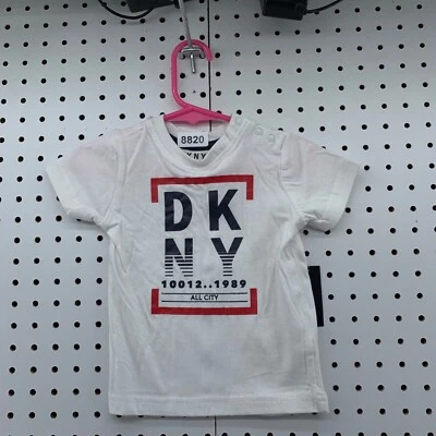 NUEVA DKNY Camisa Niño 12M Blanca Deletrear Bebé Nueva Con Etiquetas 10x13.5 Foto 1 de 4