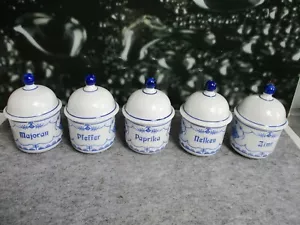 5 x Gewürz Dosen, Gewürz Behälter, Indisch Blau, Kahla, nie benutzt, Neuwertig - Bild 1 von 8