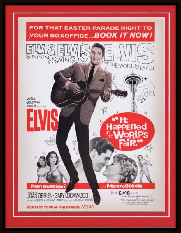 Anuncio enmarcado original 1963 sucedió en la Feria Mundial Elvis 11x14   Foto 1 de 1