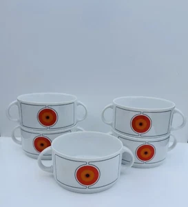 Vintage Thomas Rosenthal Eclipse Mcm Orange Retro 5 X Soup Mugs Bowls - Picture 1 of 5