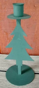Unique Metal Pine Fir CHRISTMAS TREE CANDLE HOLDER Single Taper 8½" Tall Rustic - Picture 1 of 2