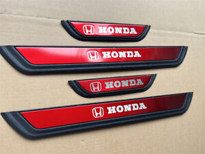 4PCS Red Car Door Scuff Sill Cover Panel Step Protector For Honda Accessories
