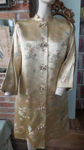 Vtg Lord & Taylor Teahouse Kimono Robe Housecoat  Floral Accents Size Small - Picture 1 of 12