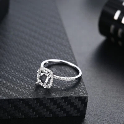 Solid 10K White Gold 0.2ct Semi Mount Diamonds Ring Anniversary Cushion 7mmx6mm - Image 1 of 4