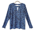 MICHAEL KORS Top Womens Size L RADIANT BLUE Stretch Knit Blouse Career Travel