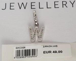 GOOIX CHARM Silber 925 Charms Buchstaben Anhänger BUCHSTABE W viele Zirkonia NEU - Bild 1 von 2