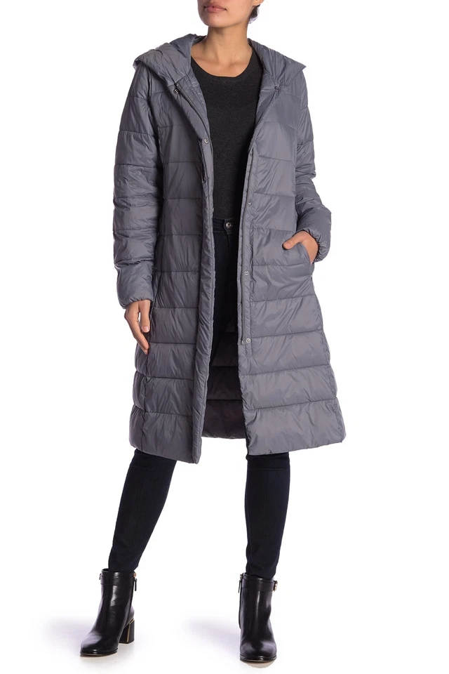 Cole Haan 164653 Women's Long sleeves Hooded Quilted Coat Solid Gray Sz. XL - Image 1 of 3