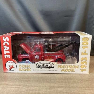 Vintage GEARBOX 1953 Ford F-100 TEXACO FIRE CHIEF BANK 1:24 DieCast Petro Red - Image 1 of 4