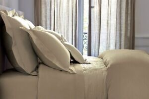 New YVES DELORME Designer TRIOMPHE Honey Taie Sateen Cotton Pillowcases 65x65cm