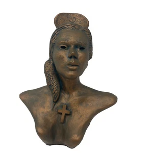 Hill Pottery Bust Gold Cross Princess 9-20-2018 Religious.  - Picture 1 of 12