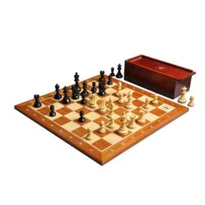Legend Series Chess set, Box, & Board Combination - Ebonized & Natural Boxwood - Picture 1 of 10